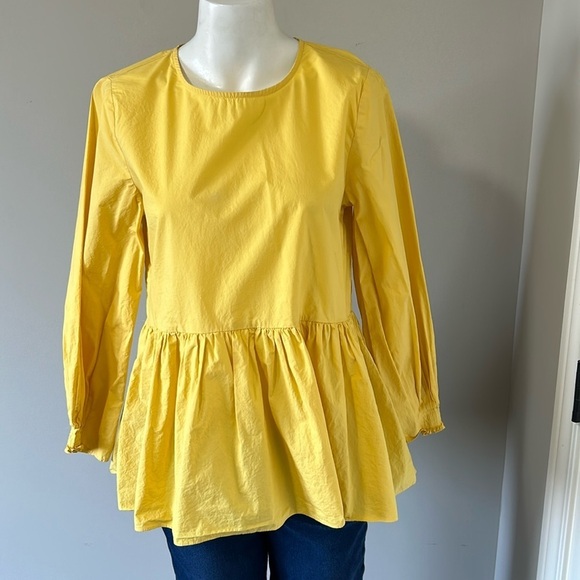TUCKERNUCK POMANDER PLACE Olivia
Peplum Top Blouse Yellow Keyhole Back Sz S - Picture 3 of 14